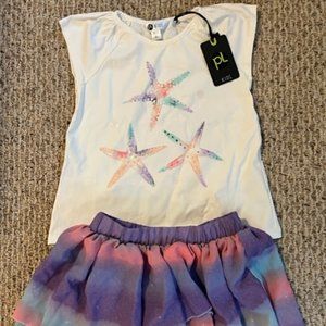 PL Kids Starfish Top w/matching Tutu Skirt (size 6X)
